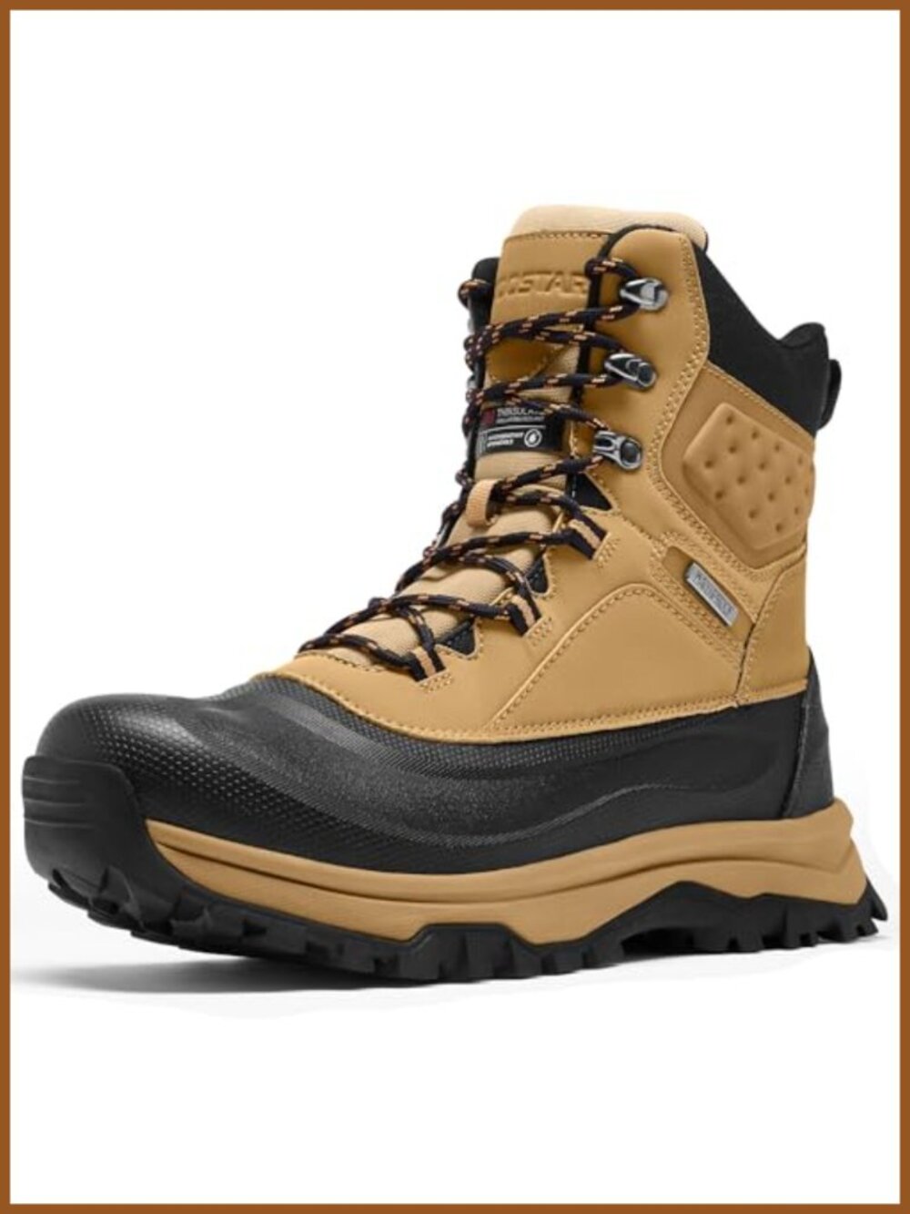 Men's Insulated Waterproof Snow Boots Cold Weather Winter Lace-Up Faux Leather
